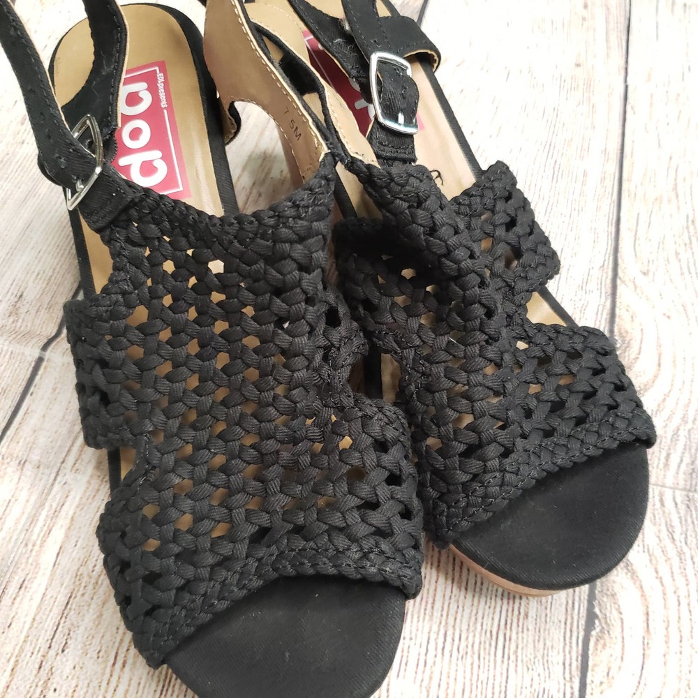 Edl Presents POP Tamassa Black Brown Wedge Sandals 7.5 - Picture 2 of 6